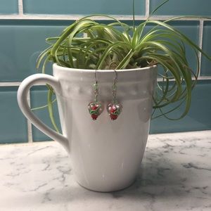 New handmade glass heart earring w/ Sterling